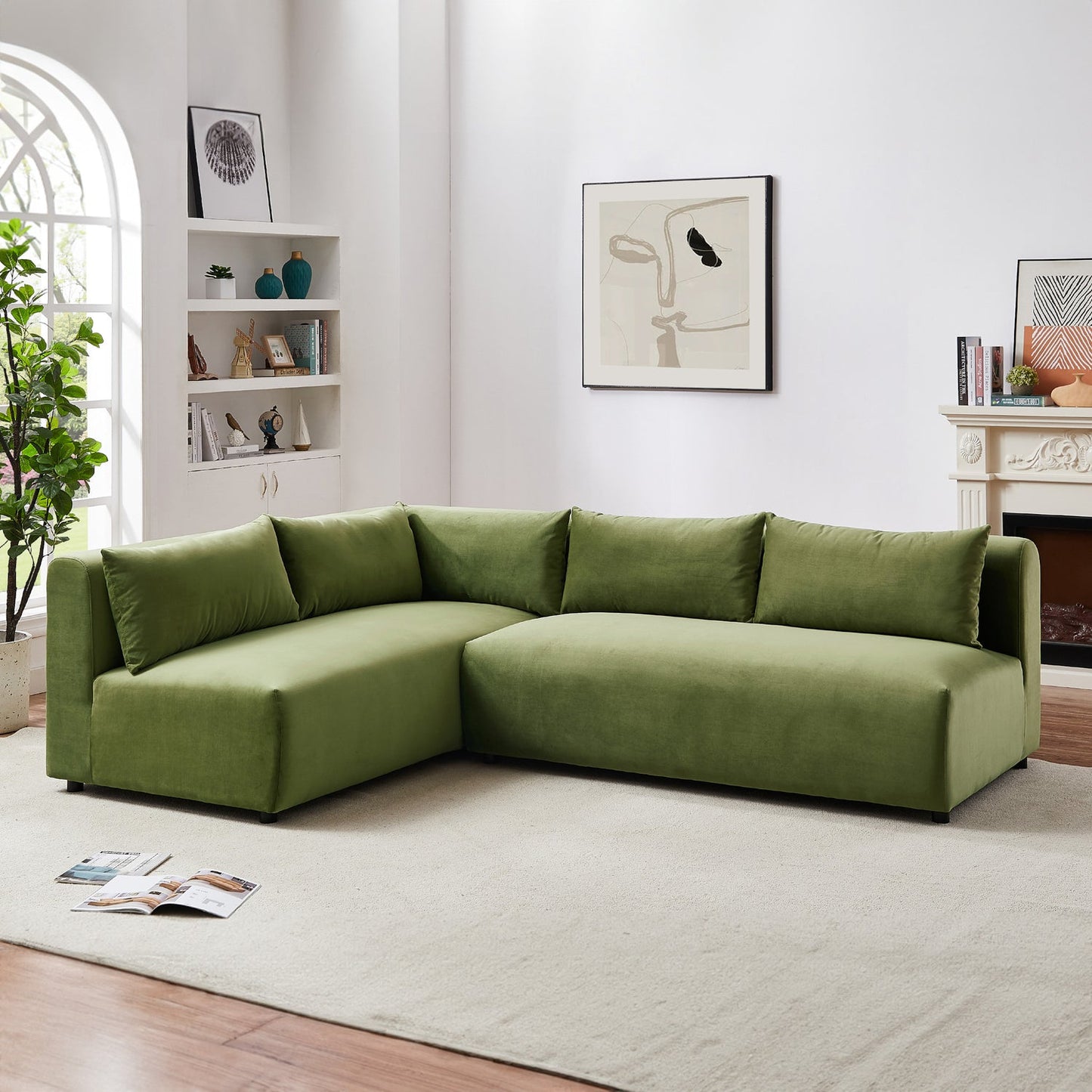 Aleny 140" Green Modular Corner Sectional