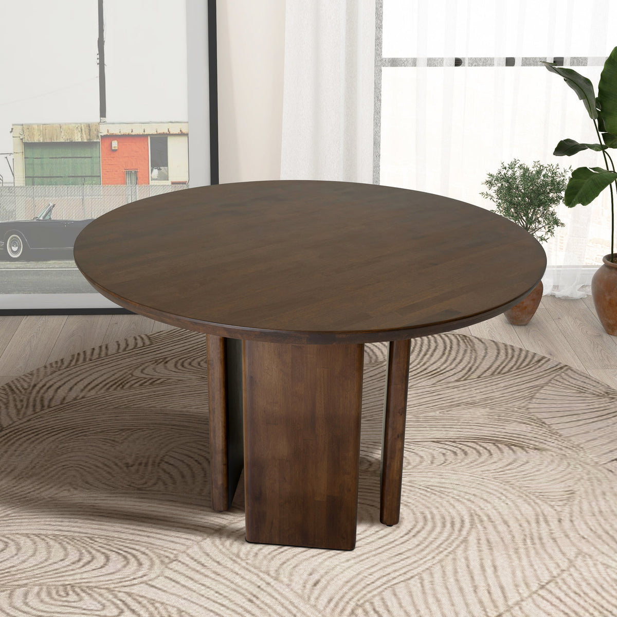 Round Walnut Color Table Alden Round Walnut Dining Table – Harwin Furniture