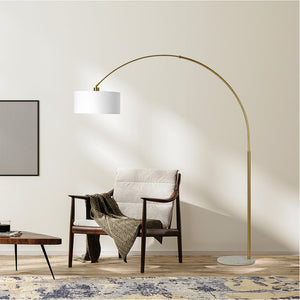 Ambient Arch Gold Brass Floor Lamp with Large Linen Shade