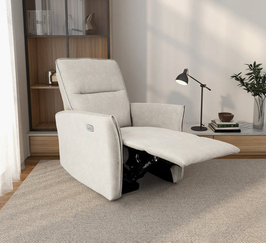 Asheville Cream Suede POWER Recliner Chair