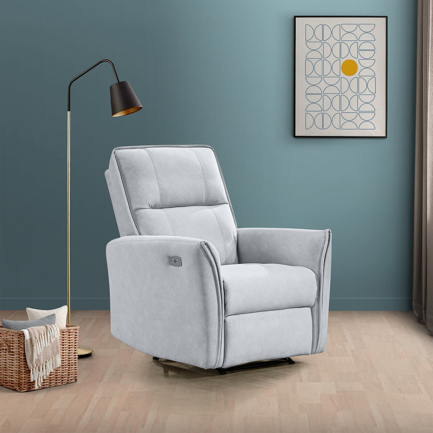 Asheville Grey Suede POWER Recliner Chair