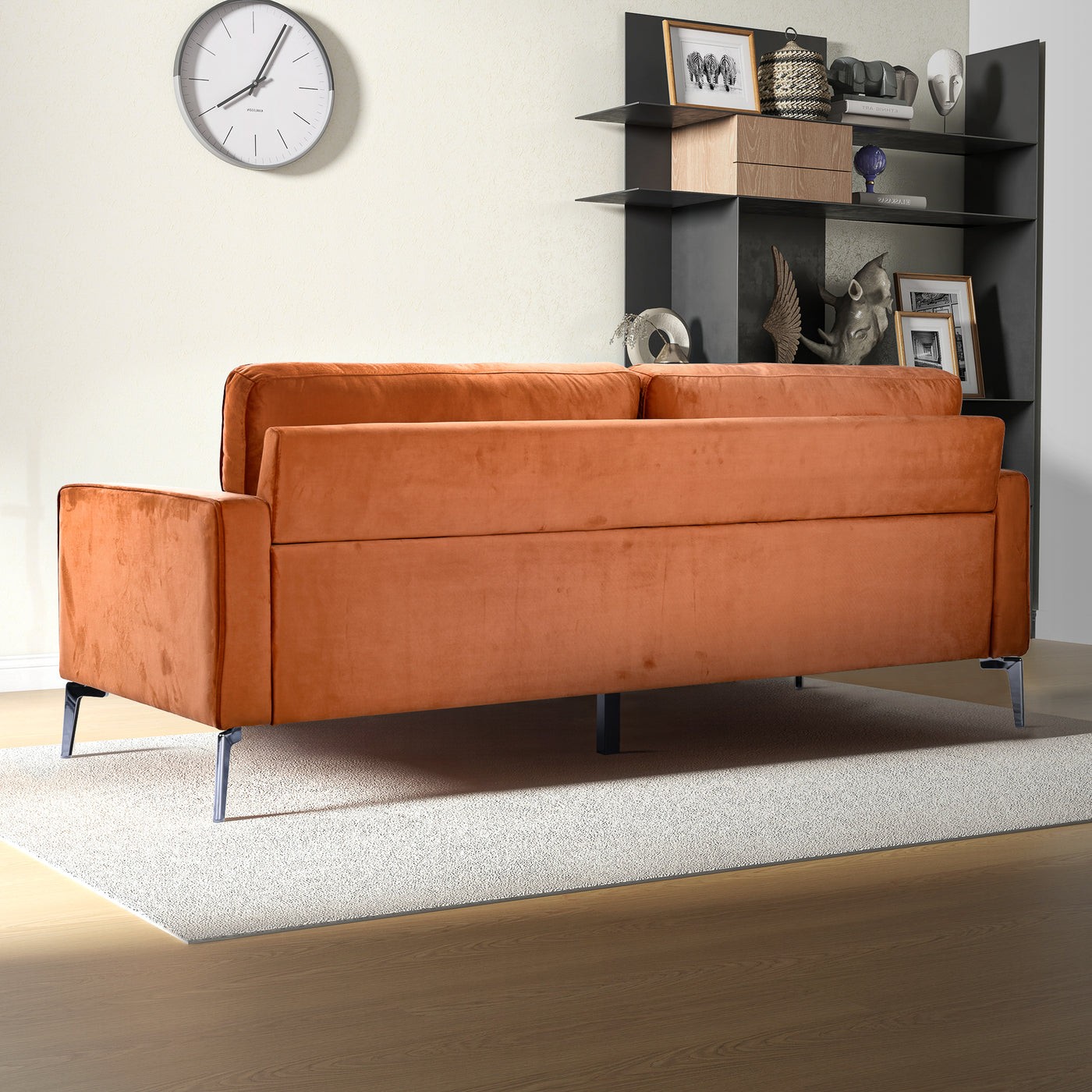 Axten 77" Orange Velvet Sofa