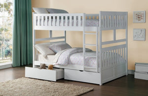 Galen White Full/Full Bunk Bed with Storage | B2053