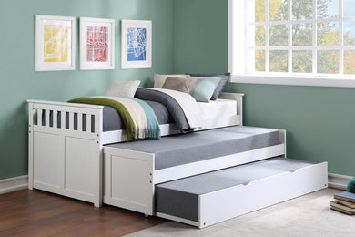 Galen White Twin/Twin Bed with Twin Trundle B2053