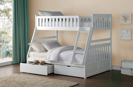 Galen White Twin/Full Bunk Bed with Storage | B2053