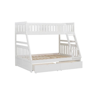 Galen White Twin/Full Bunk Bed with Storage | B2053