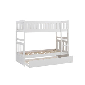 Galen White Twin/Twin Bunk Bed with Trundle | B2053