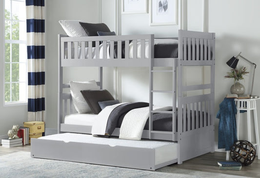 Orion Twin/Twin Grey Bunk Bed with Twin Trundle B2063