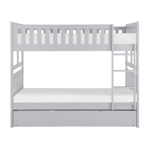Orion Full/Full Grey Bunk Bed with Twin Trundle B2063