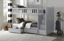 Load image into Gallery viewer, Orion Twin/Twin Grey  Step Bunk Bed with Storage B2063