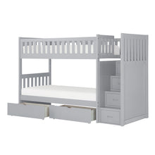 Load image into Gallery viewer, Orion Twin/Twin Grey  Step Bunk Bed with Storage B2063
