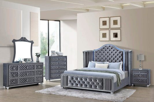 Cameo Gray Upholstered Wingback Panel Bedroom Set B2150 loop