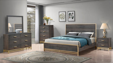 Trevor Brown/Gold Panel Bedroom Set B3350