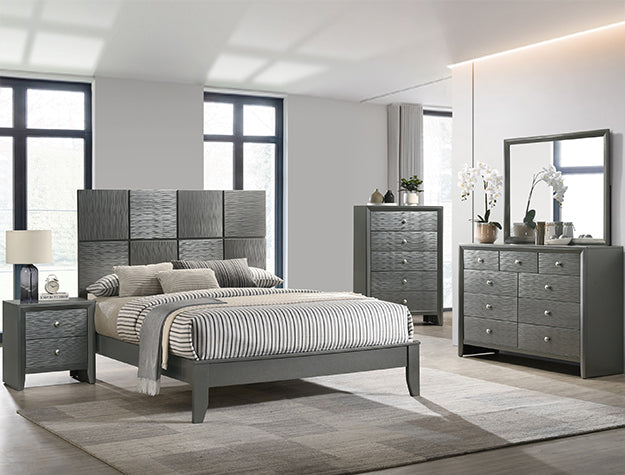 Denker Gunmetal Panel Bedroom Set  B4715