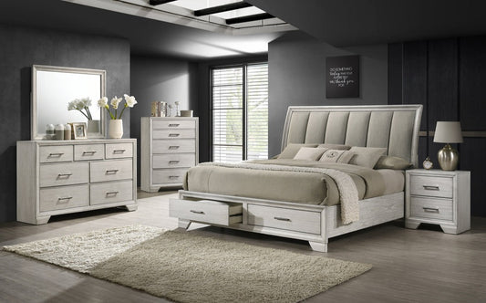 Jaymes White Mist Footboard Storage Platform Bedroom Set B6582