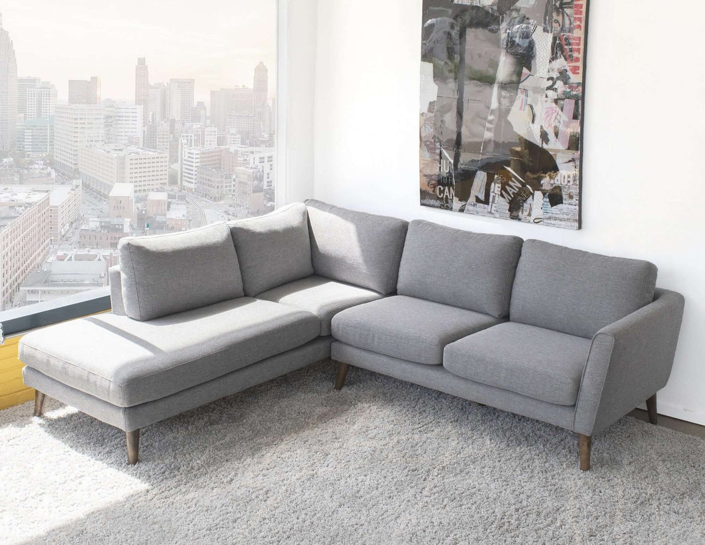 Batres Gray Fabric Sectional Sofa