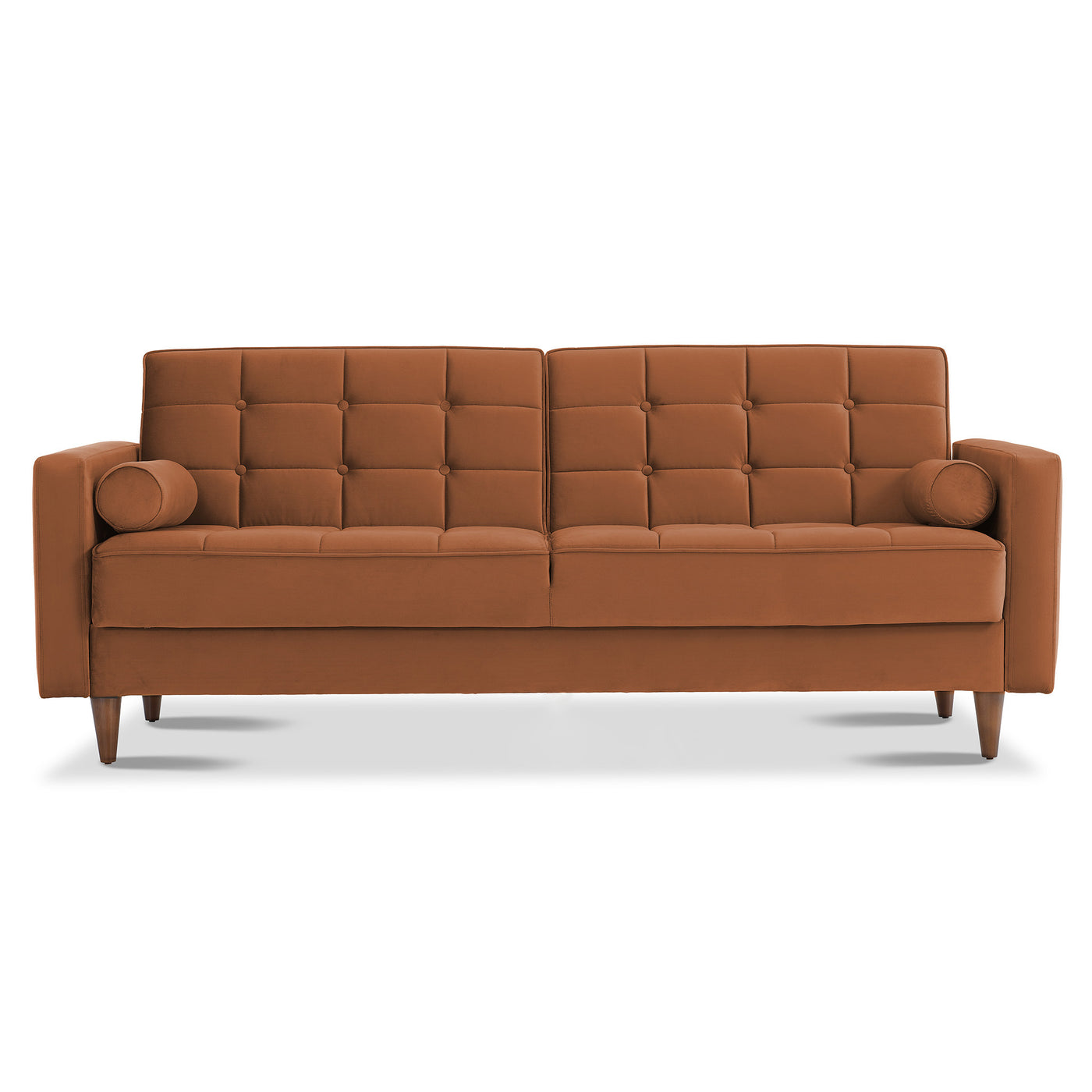 Benara 84" Burnt Orange Velvet Sleeper Sofa