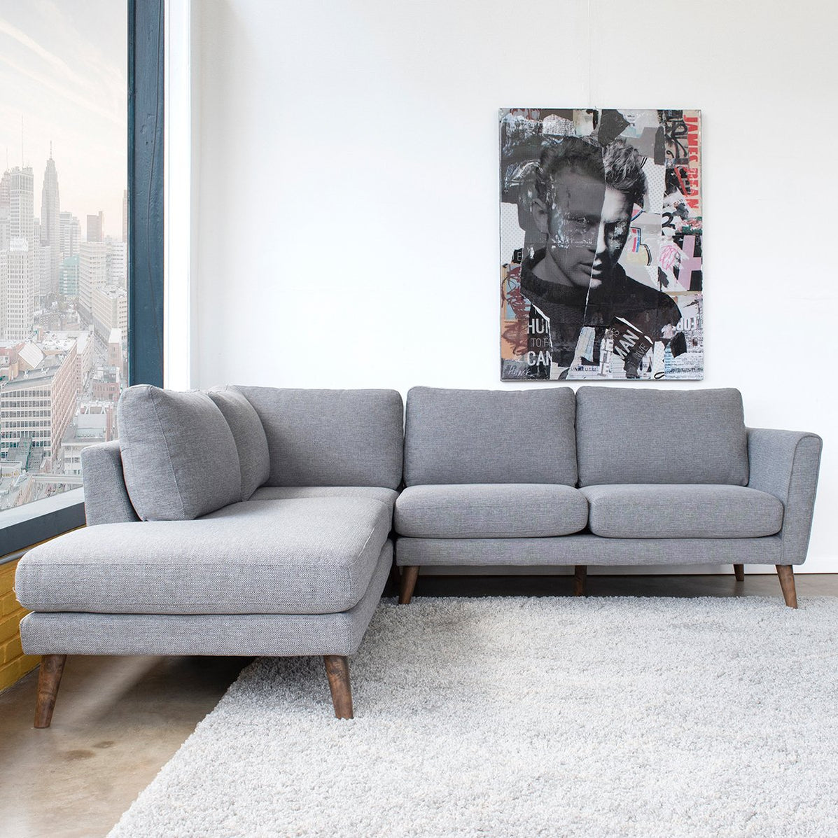 Benson 98" Grey Sectional Sofa Left Facing Chaise