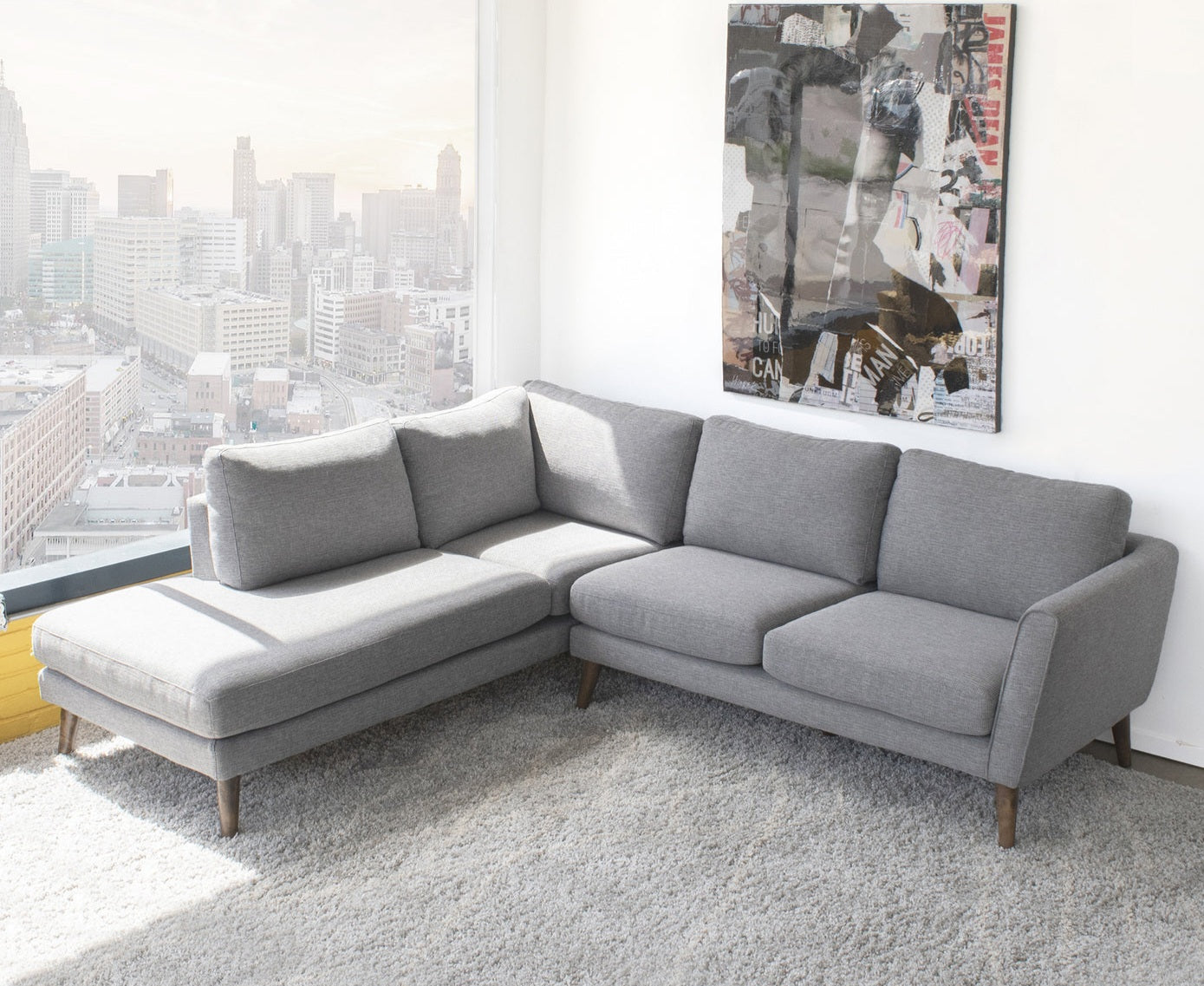 Benson 98" Grey Sectional Sofa Left Facing Chaise