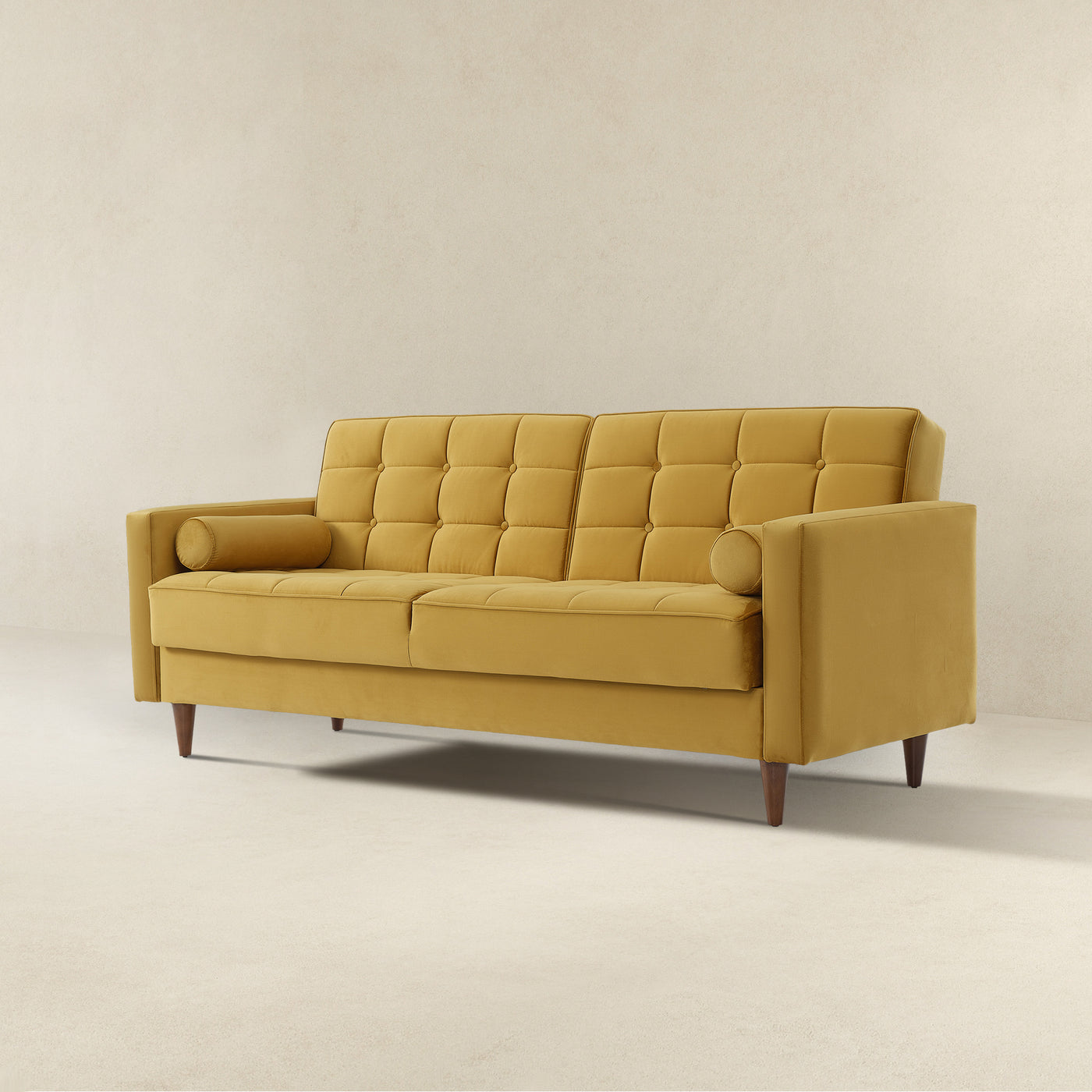 Benara 84" Yellow Velvet Sleeper Sofa