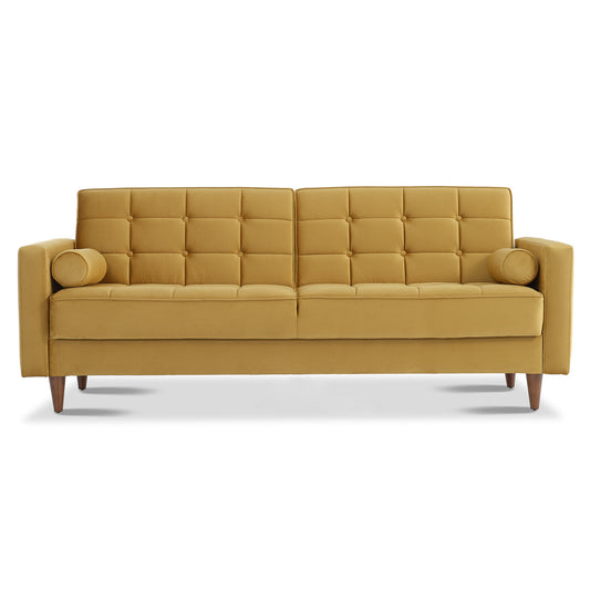 Benara 84" Yellow Velvet Sleeper Sofa