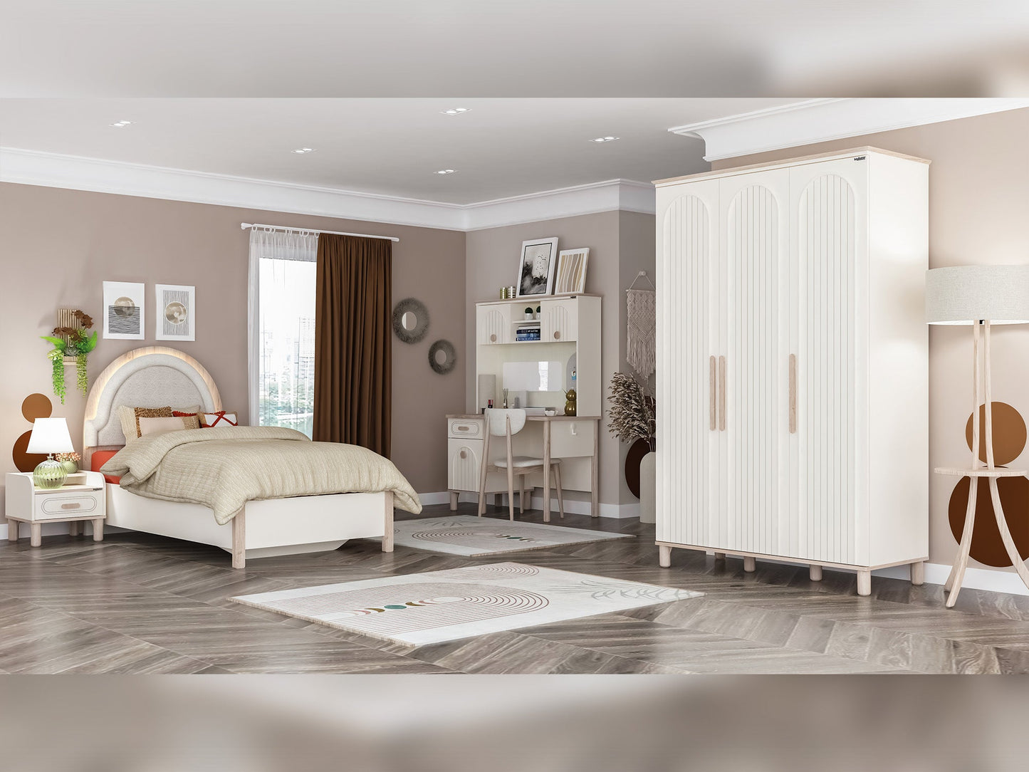 Bohemsoft Kids Room Set (Twin Bed &  Study Desk &  Nightstand)