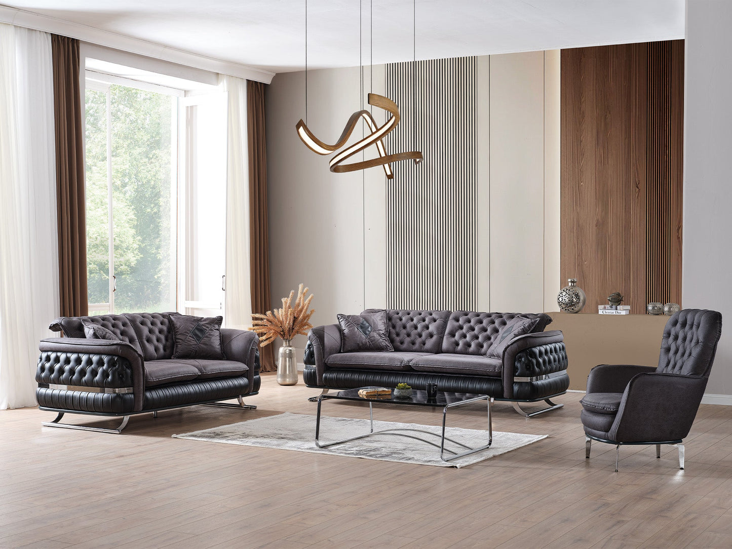 Bravo 3-pieces (Sofa & Loveseat & Chair) Livingroom Set Black