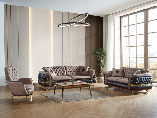 Bravo 3-pieces (Sofa & Loveseat & Chair) Livingroom Set Brown