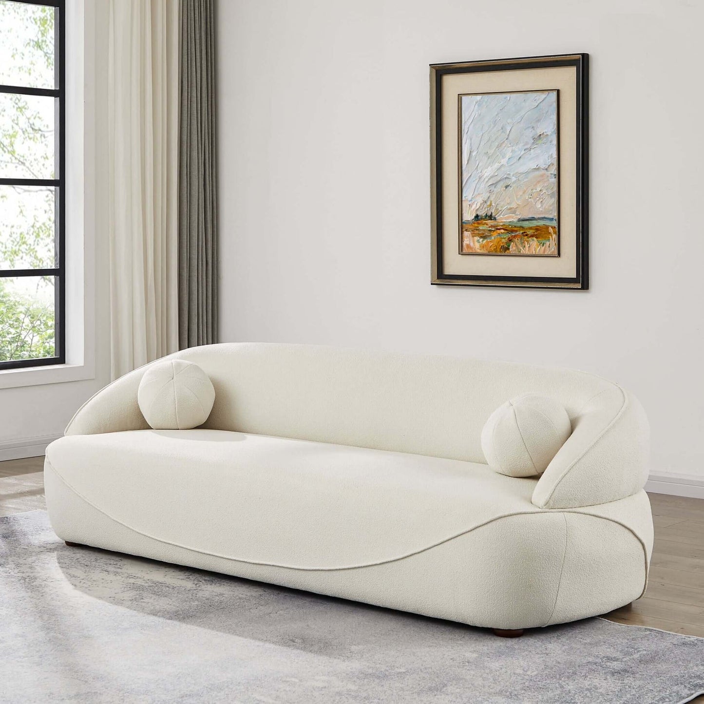 Andrew 84" Cream Japandi Style Boucle Sofa