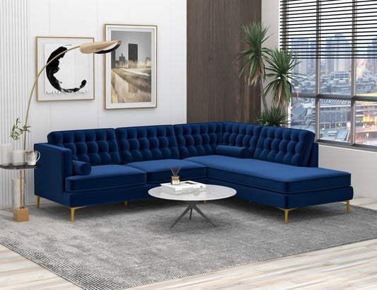 Brooke 101" Dark Blue Mid-Century Modern Sectional