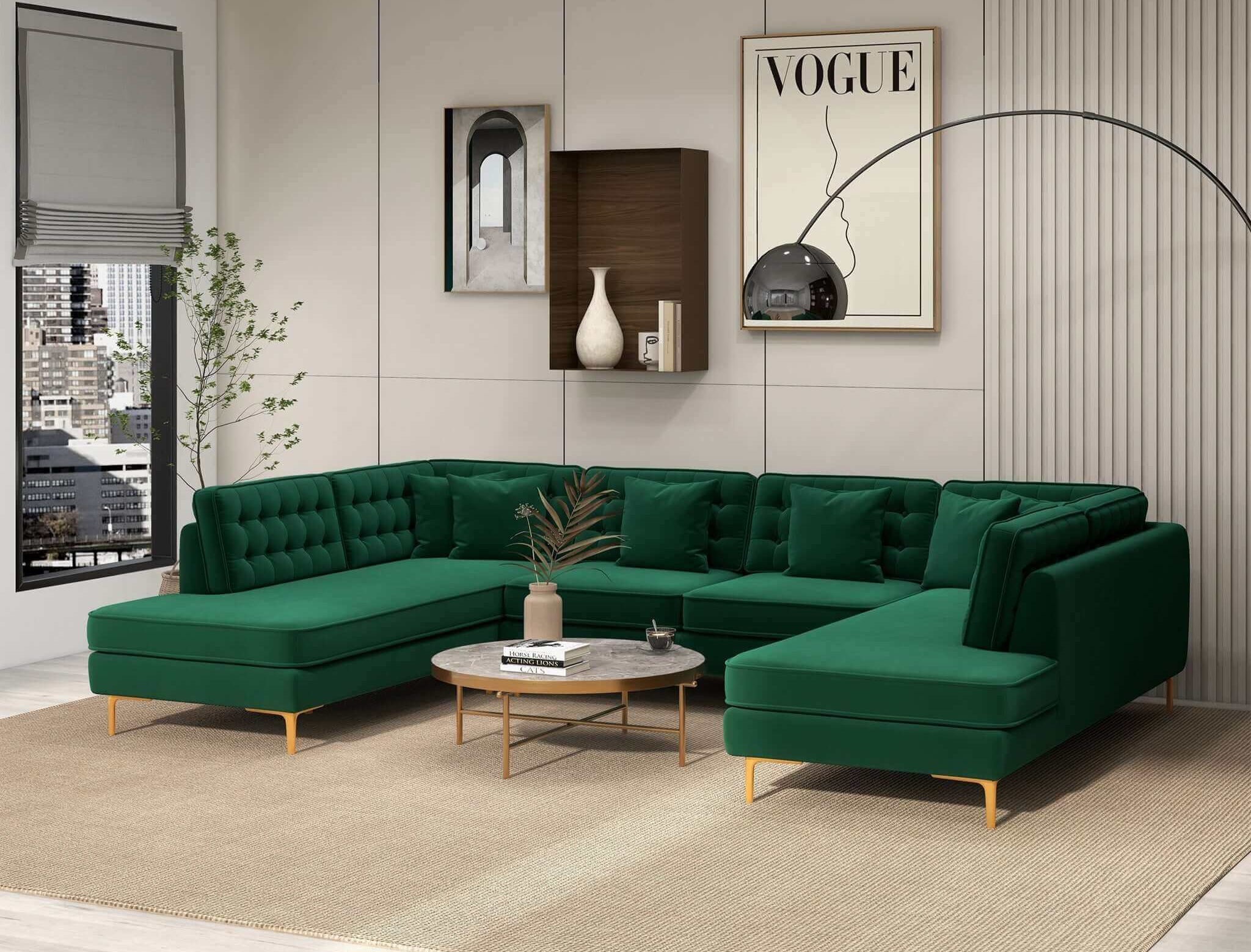 Emerald Green Velvet Sectional Sofa | Cabinets Matttroy
