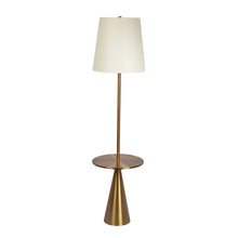 Load image into Gallery viewer, Celestial Modern Floor Lamp with Brass Accent Table with Large White Shade