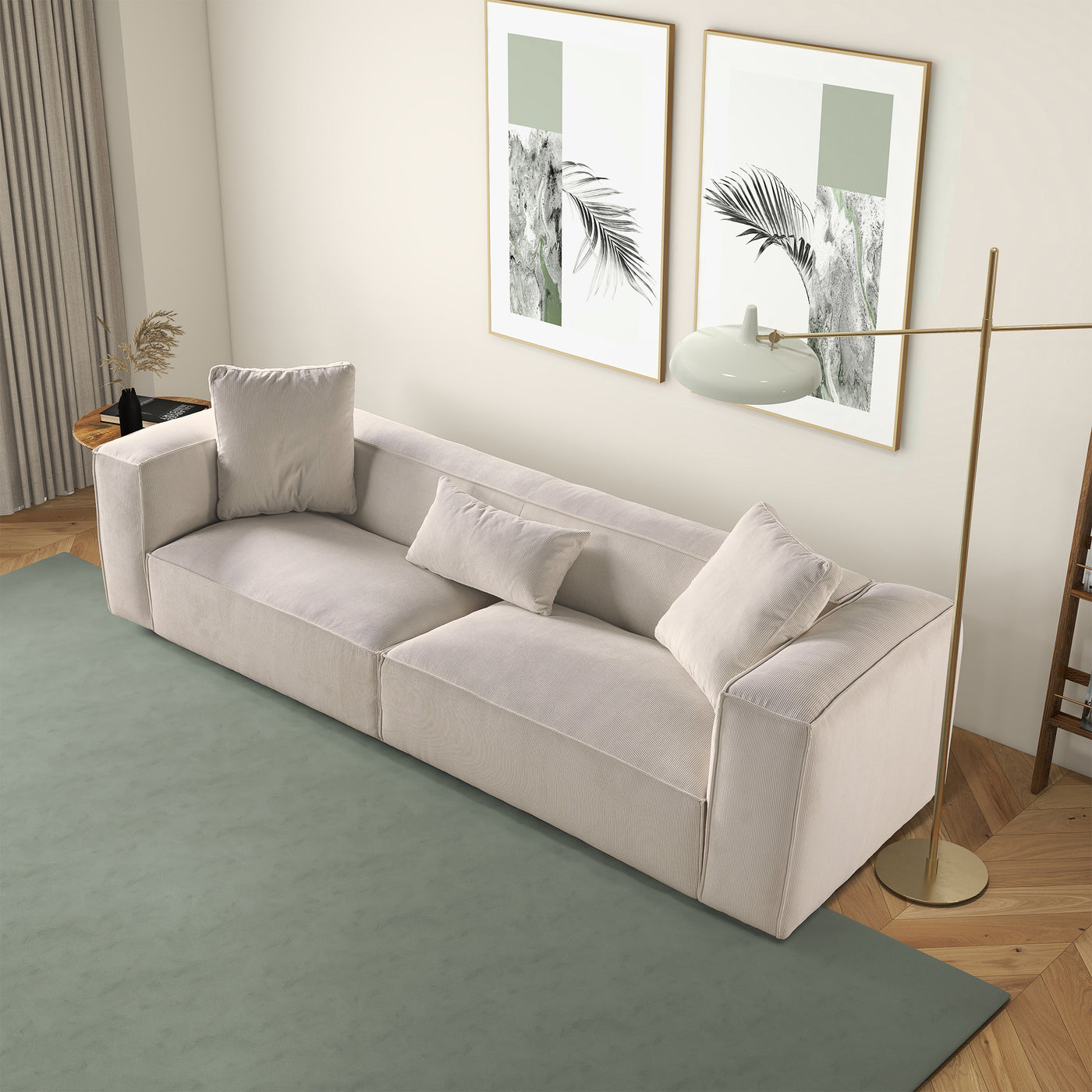 Conner Cream Corduroy 110" Sofa