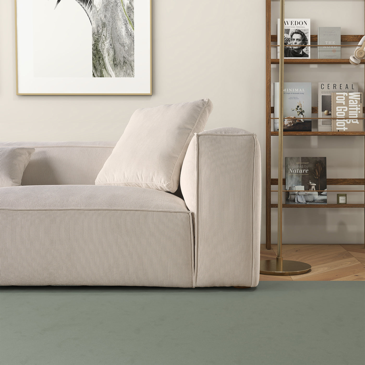 Conner Cream Corduroy 110" Sofa