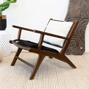 Daniel Black/White Leather Arm Chair