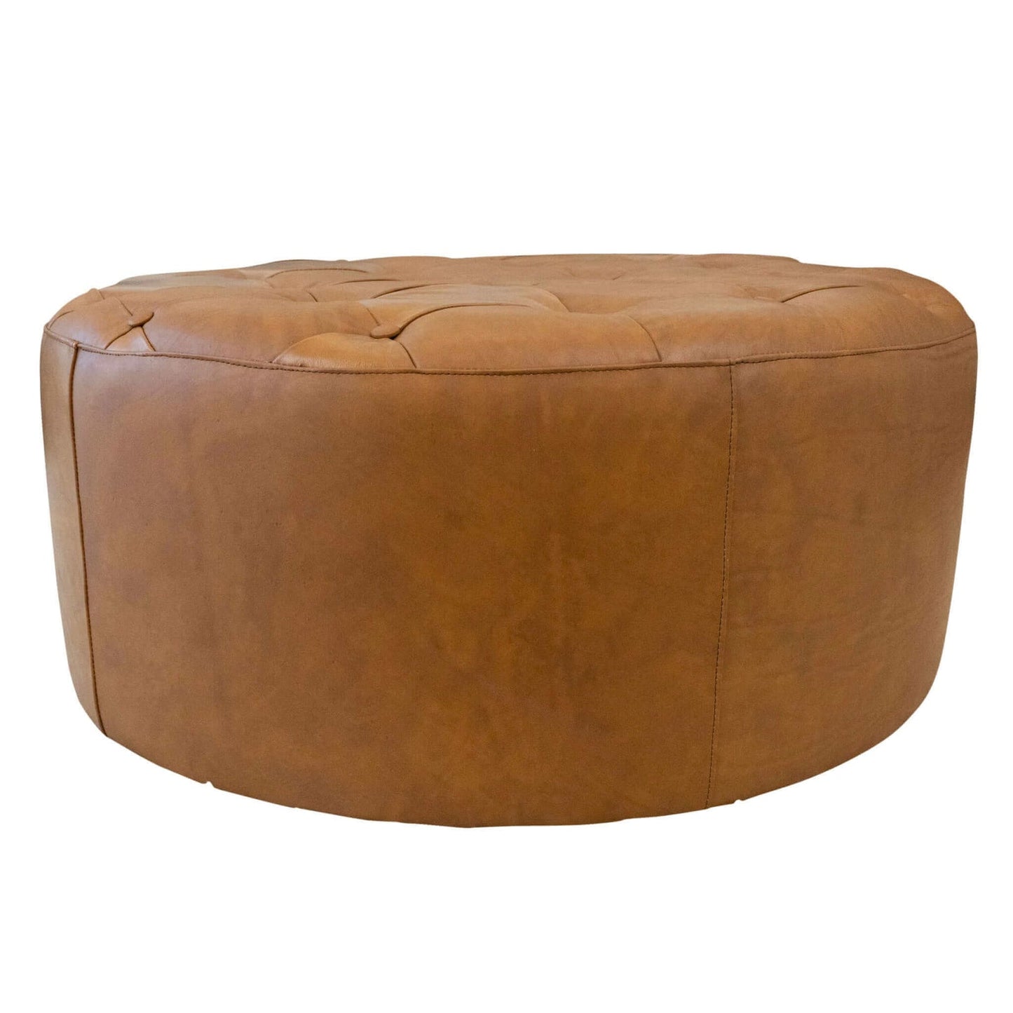 Seletar Mid-Century Modern Tan Leather Ottoman