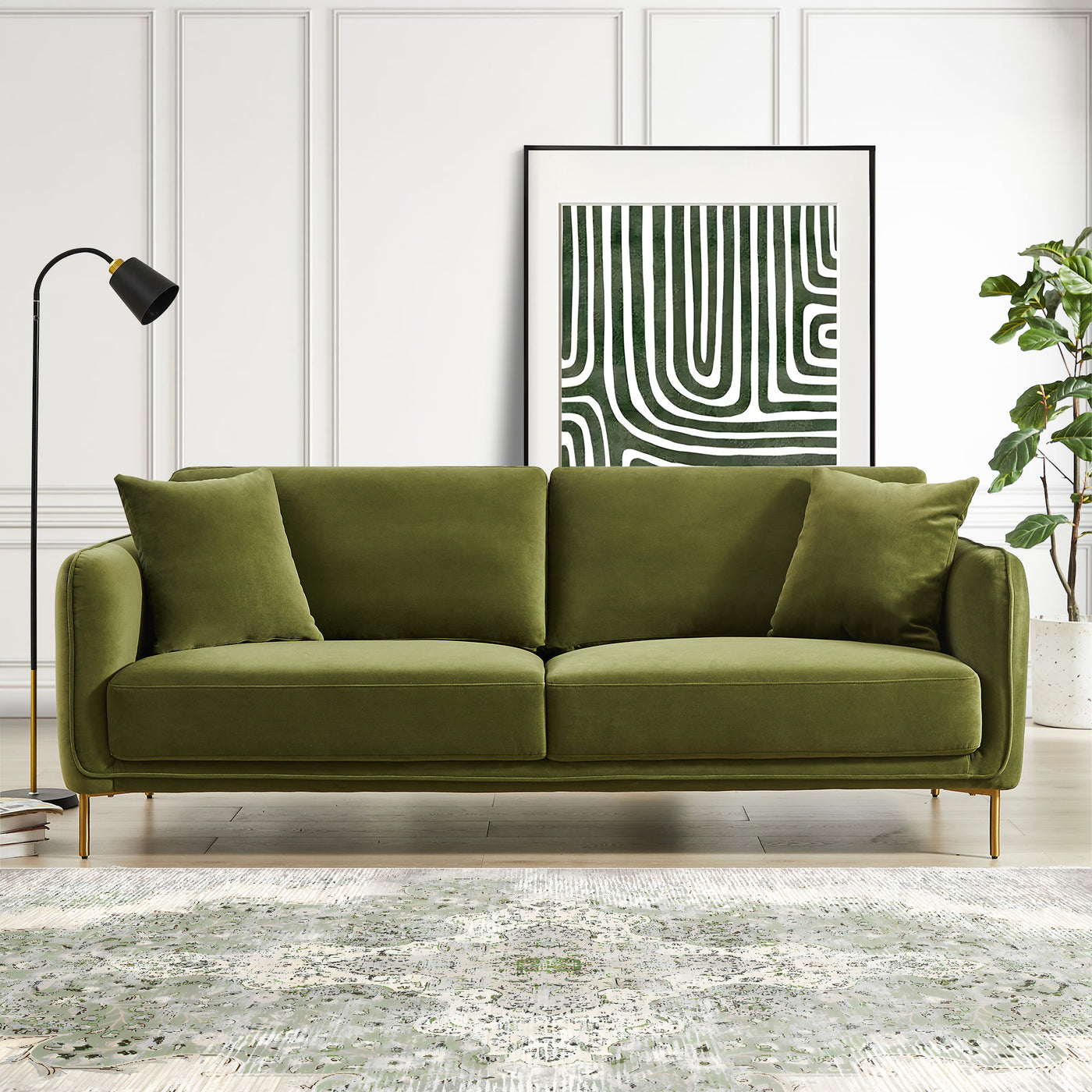 Danton 83" Olive Green Velvet Sofa