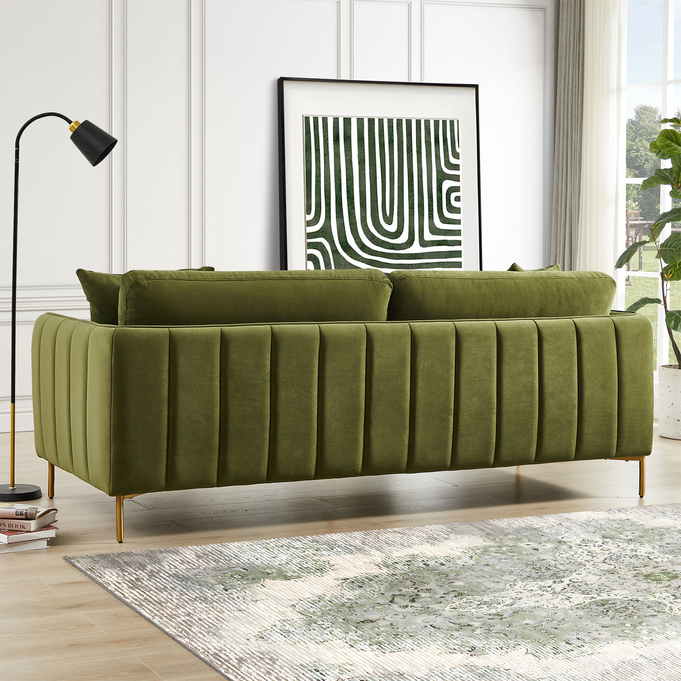 Danton 83" Olive Green Velvet Sofa