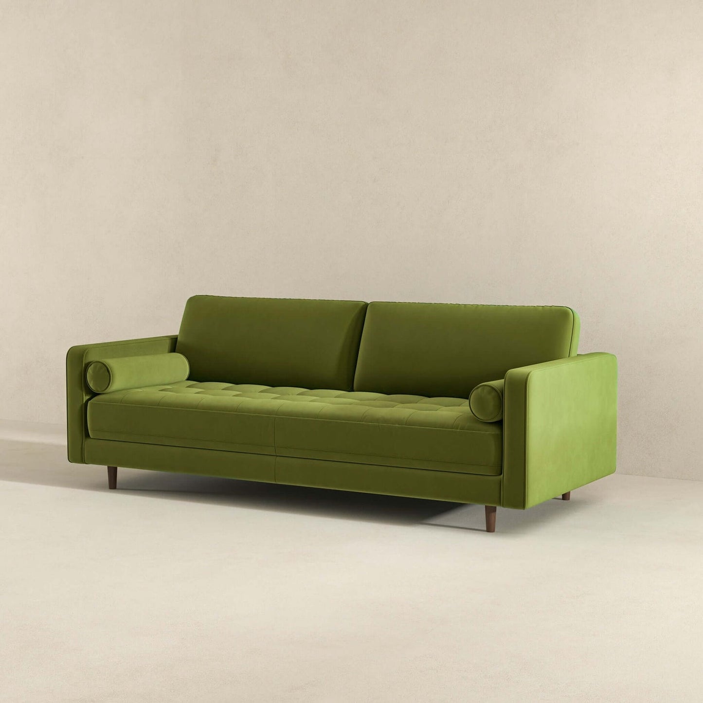 Anthony 88" Mid-Century Modern Pistachio Green Velvet Sofa