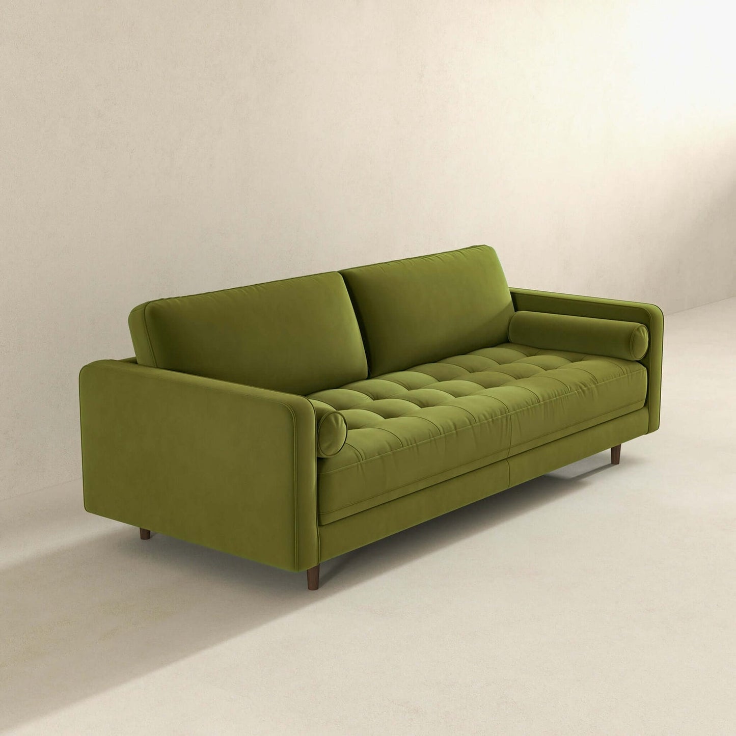 Anthony 88" Mid-Century Modern Pistachio Green Velvet Sofa