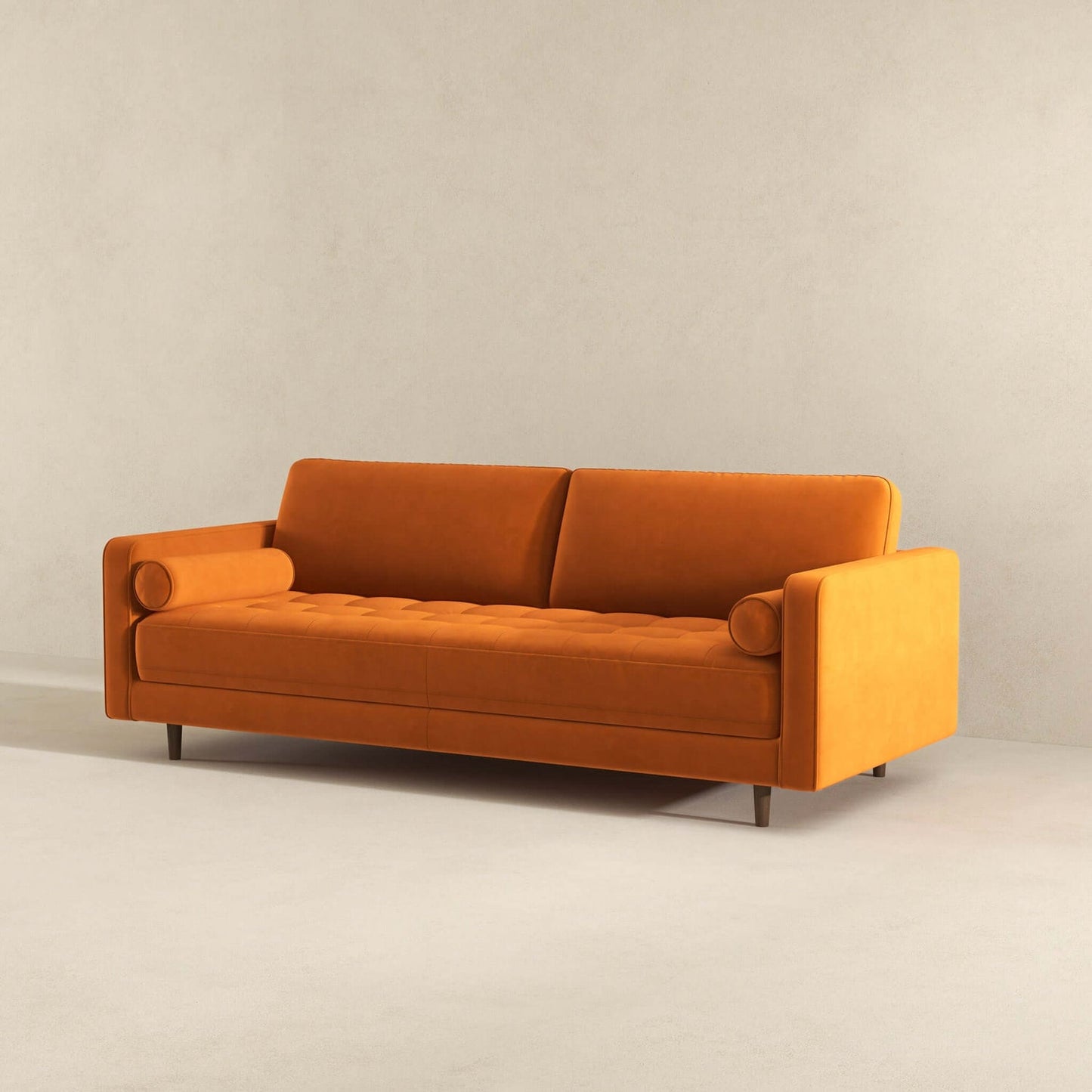 Anthony 88" Mid-Century Modern Burnt Orange  Velvet Sofa