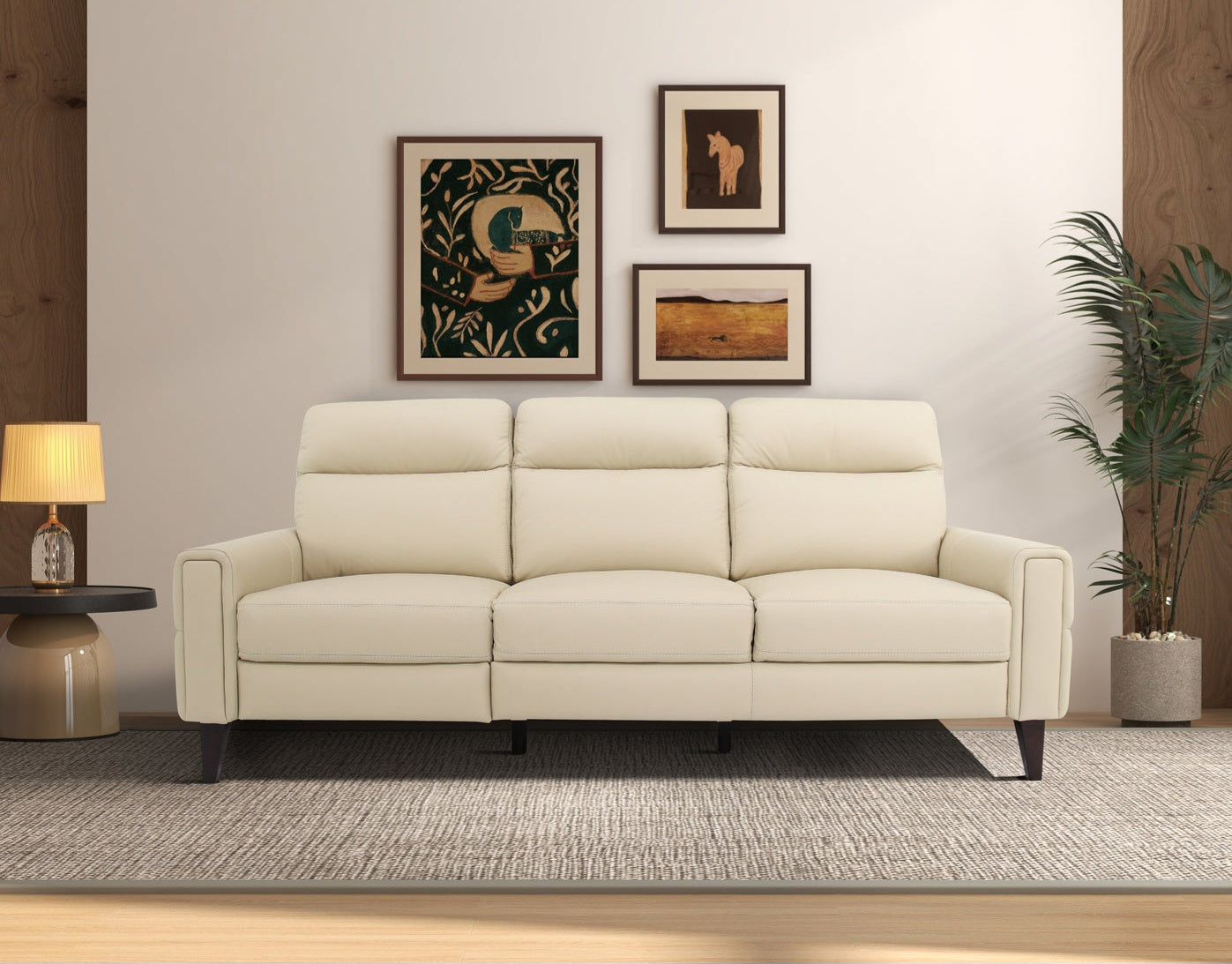 Elliot Incliner Sofa Left - Cream Leather