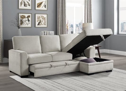 Morelia 2pc Sectional in Beige Fabric  9468