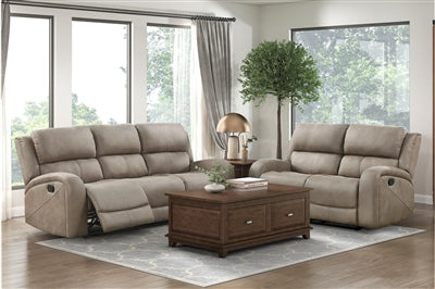 Pagosa Brown Microfiber Reclining Sofa and Loveseat 9601