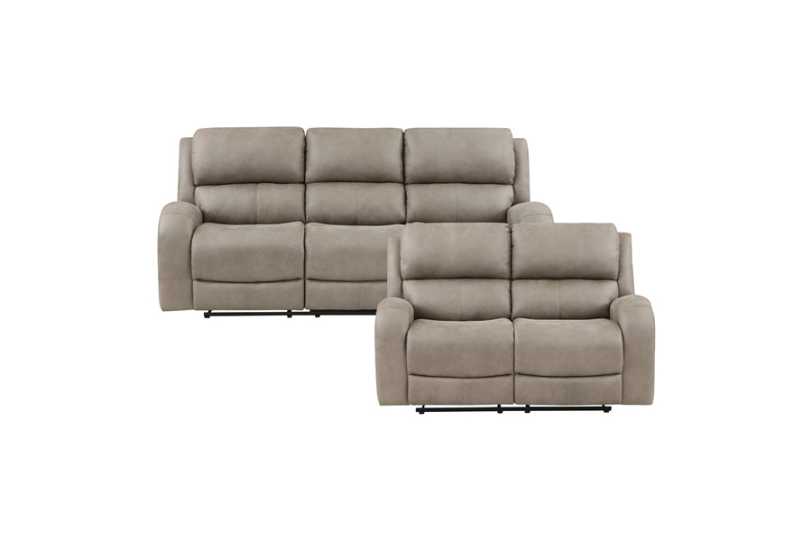 Pagosa Brown Microfiber Reclining Sofa and Loveseat 9601