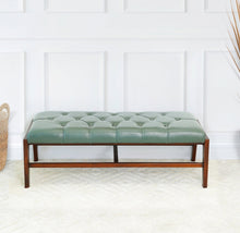 Load image into Gallery viewer, Hera Bench With Buttons (Green Leather)