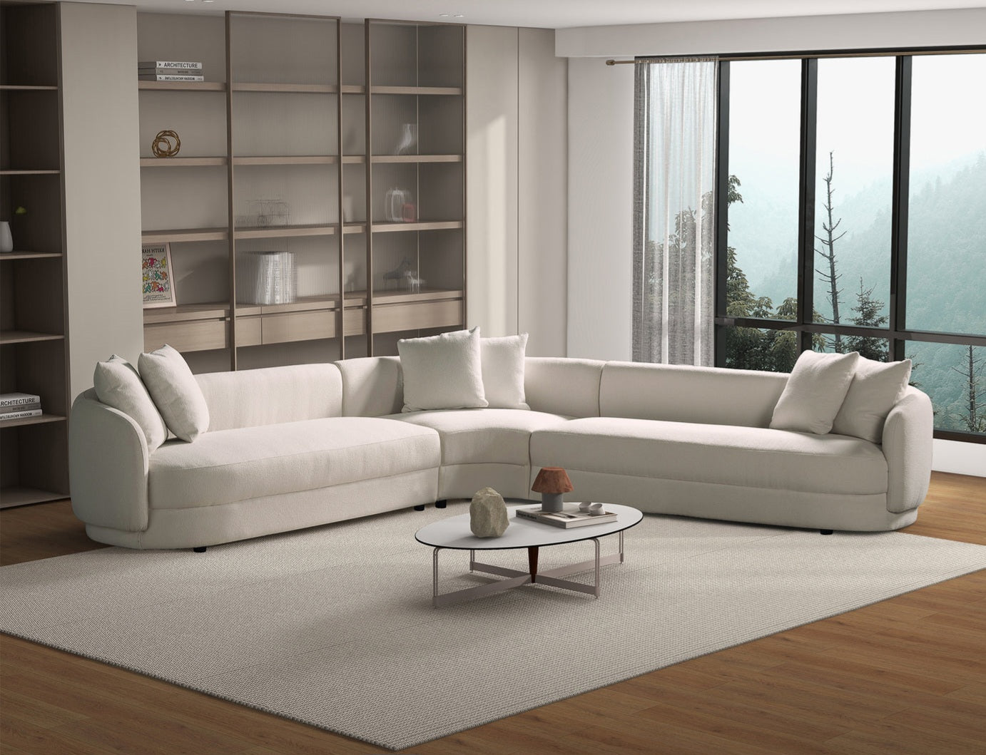 Highline Cream Boucle Corner Sofa