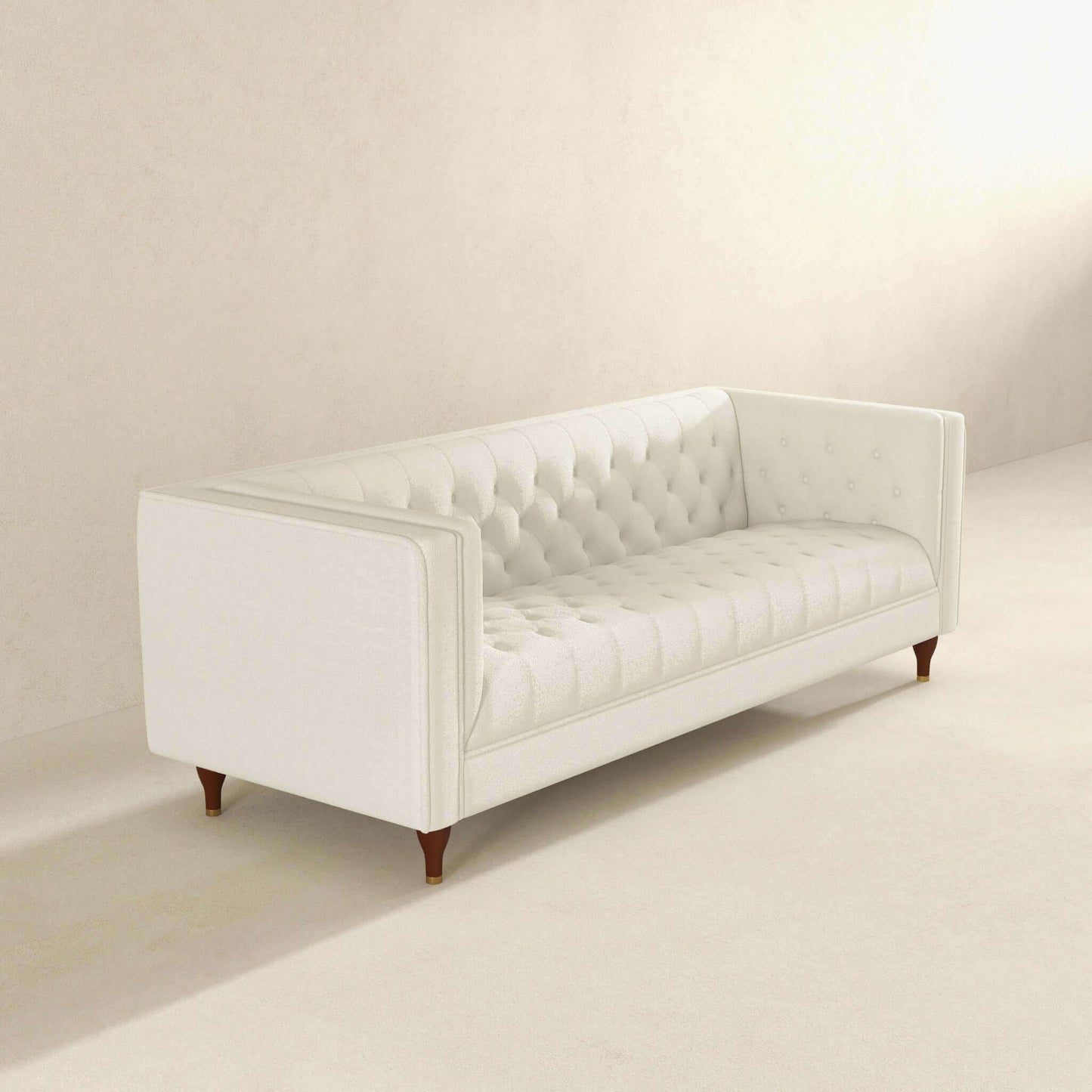 Evelyn 88" Beige Boucle Luxury Chesterfield Sofa