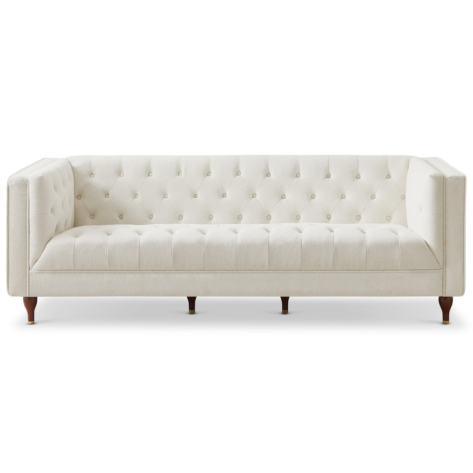 Evelyn 88" Beige Boucle Luxury Chesterfield Sofa