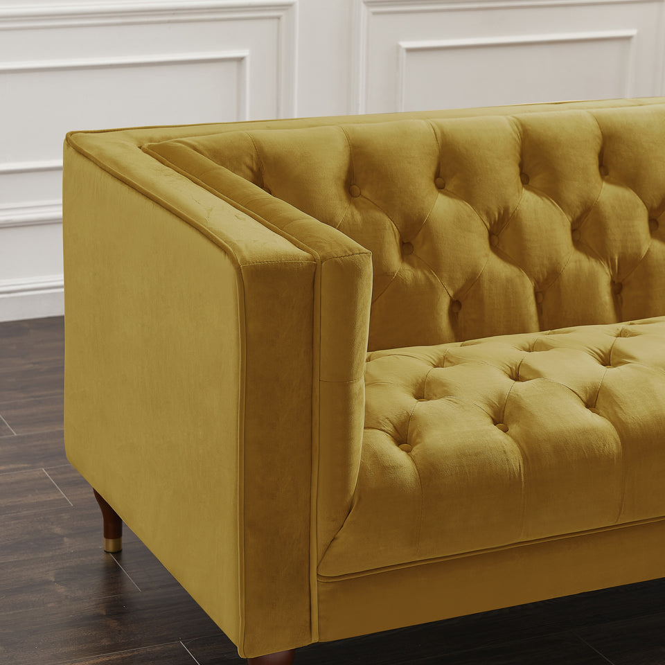 Evelyn 88" Yellow Luxury Chesterfield Sofa